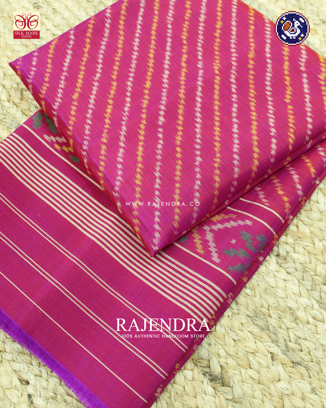 Traditional Laheriya Design Magenta Pink Rajkot Patola Dupatta