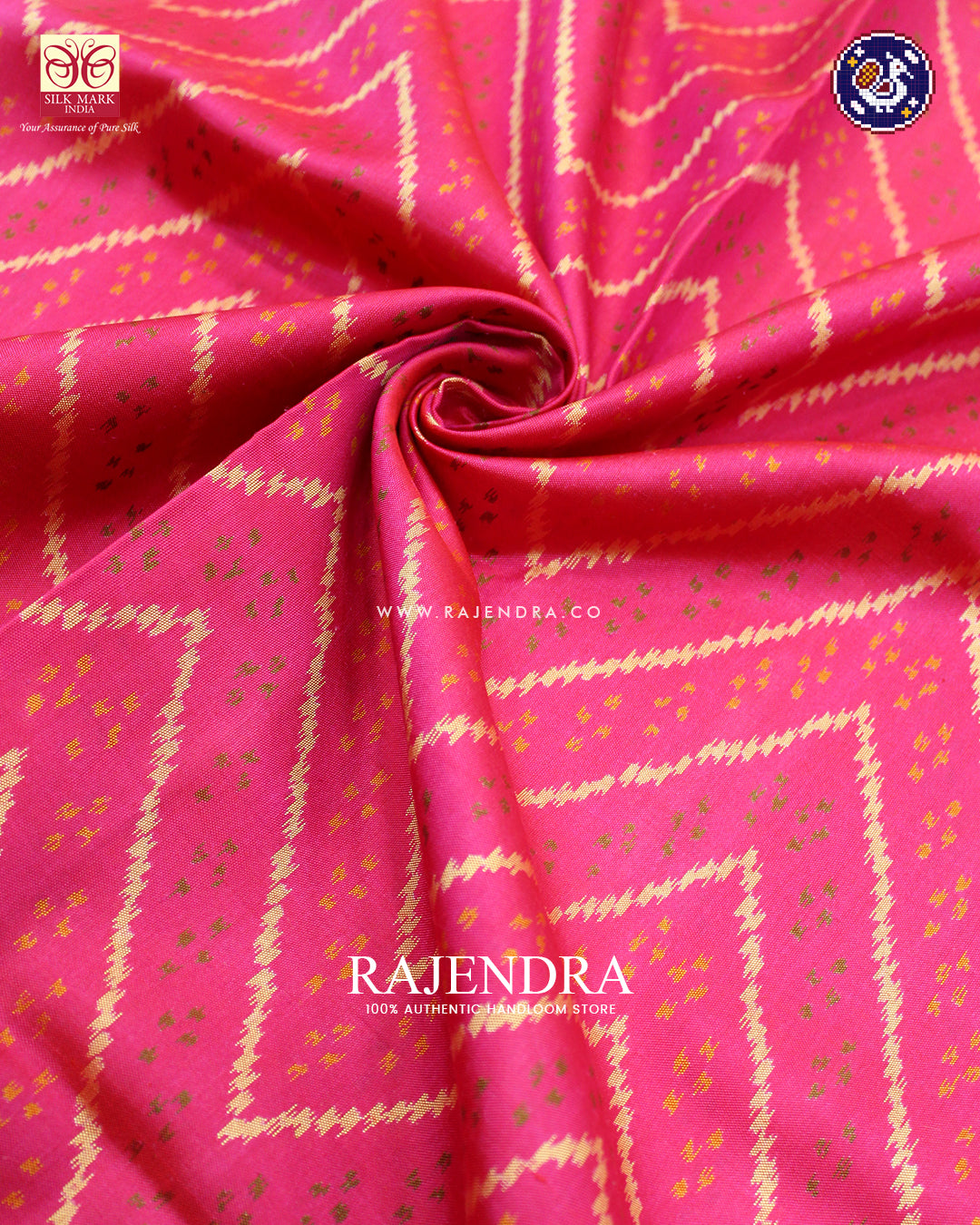 Exclusive Laheriya Design Pink and Purple Single Ikat Rajkot Patola Saree