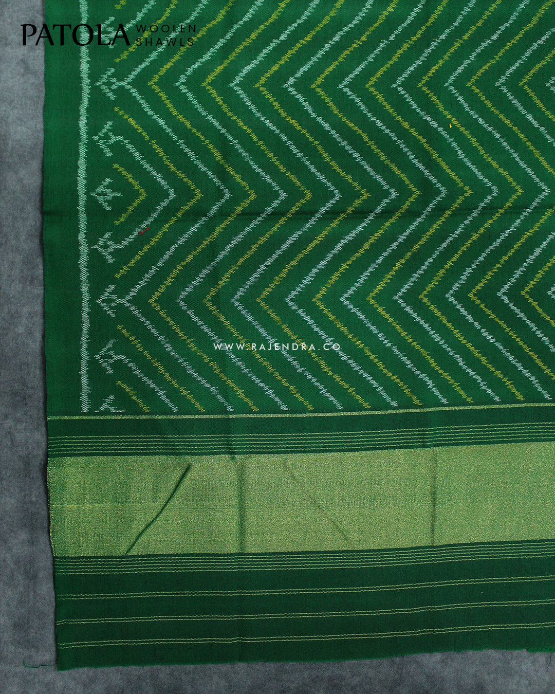 Handwoven Laheriya Design Green Woolen Patola Shawls