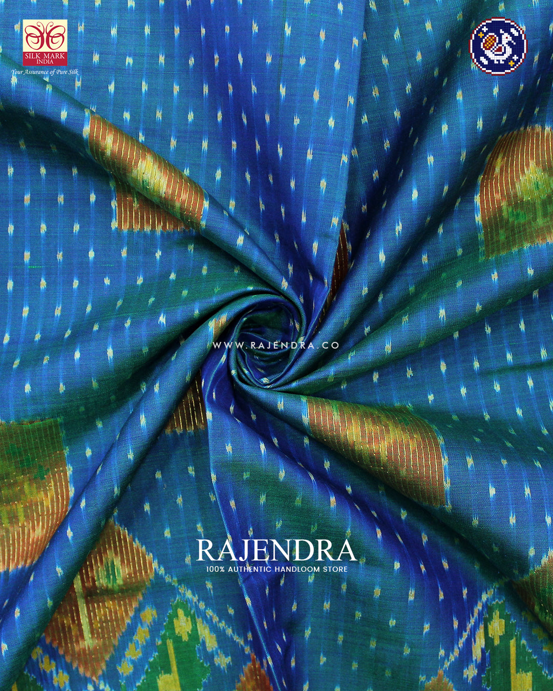 Traditional Hathi Popat Laheriya Design Red and Blue Rajkot Patola Saree