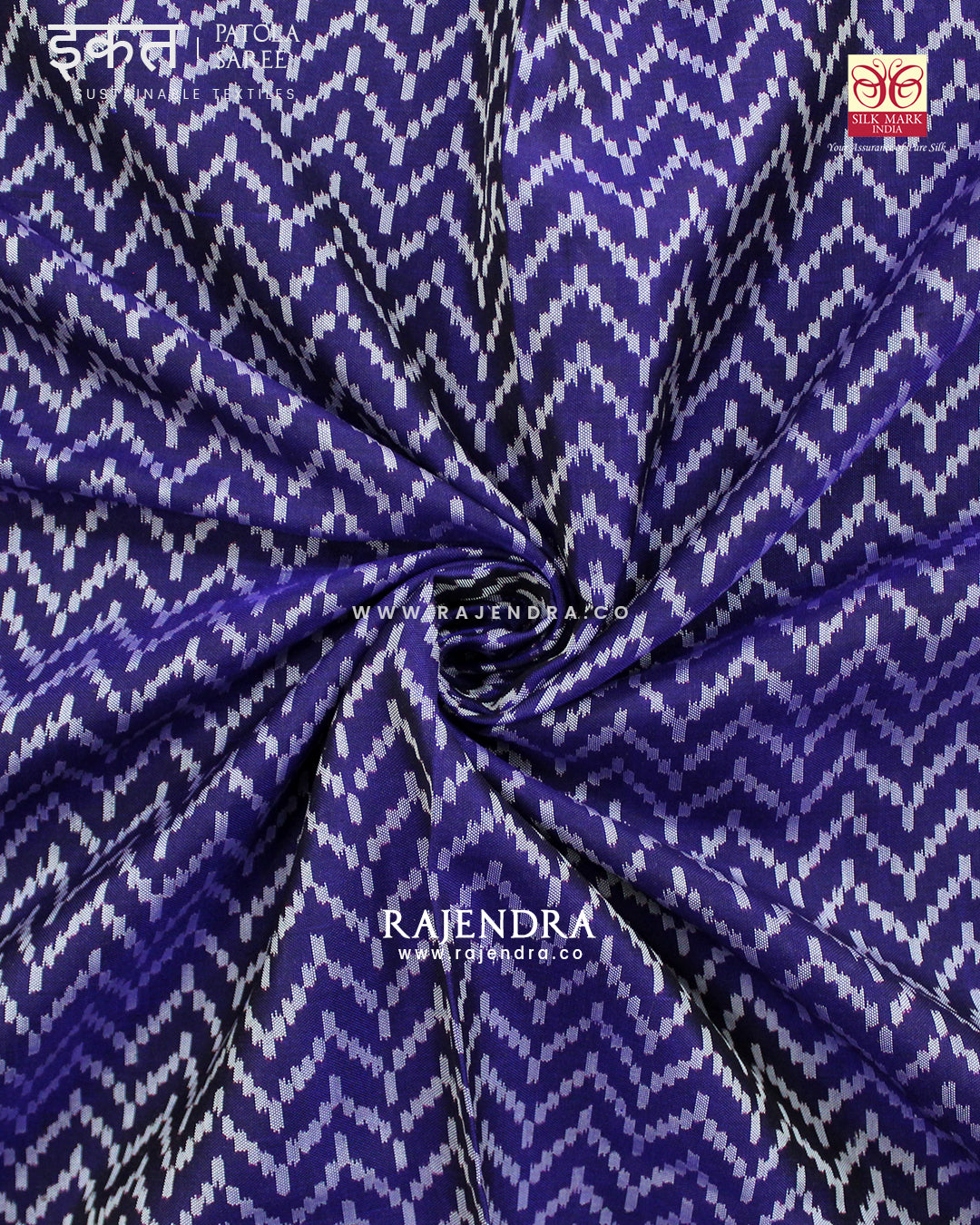 Exclusive Laheriya Design Maroon Blue Semi Double Ikat Rajkot Patola Saree