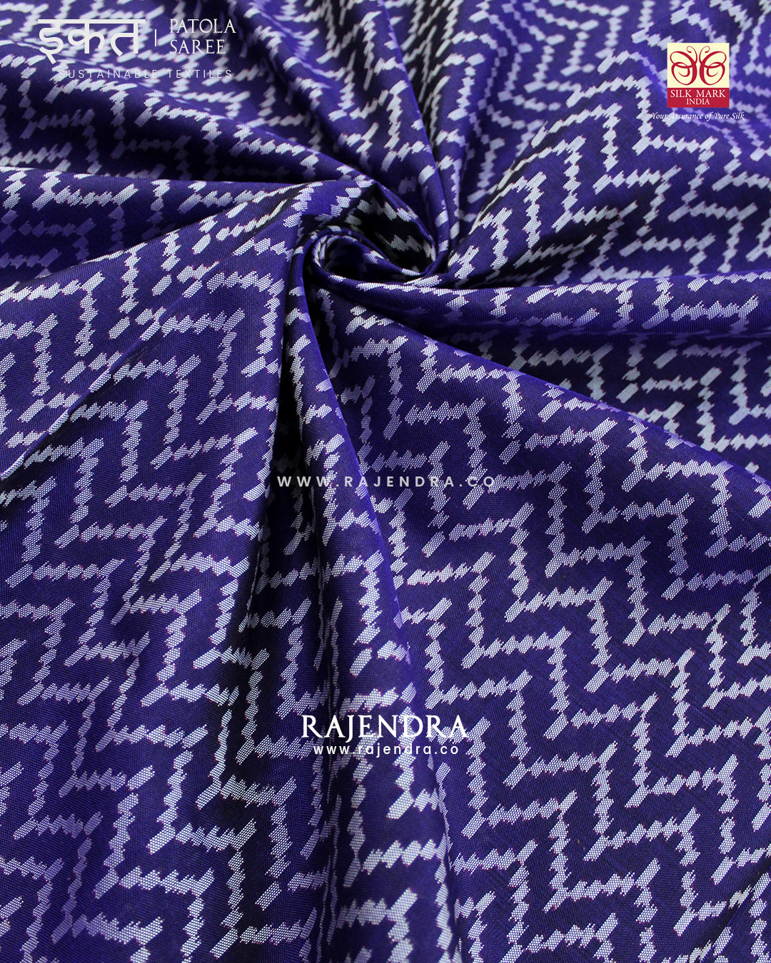 Exclusive Laheriya Design Maroon Blue Semi Double Ikat Rajkot Patola Saree