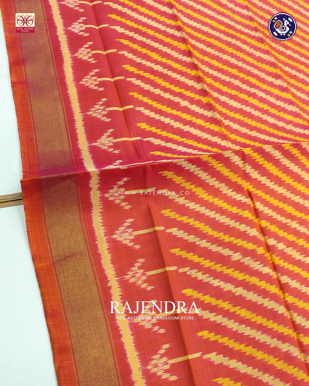 Exclusive Laheriya Design Peach Rajkot Patola Dupatta