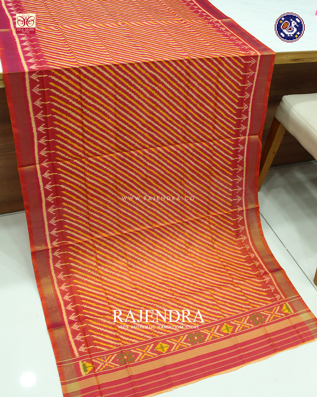 Exclusive Laheriya Design Peach Rajkot Patola Dupatta