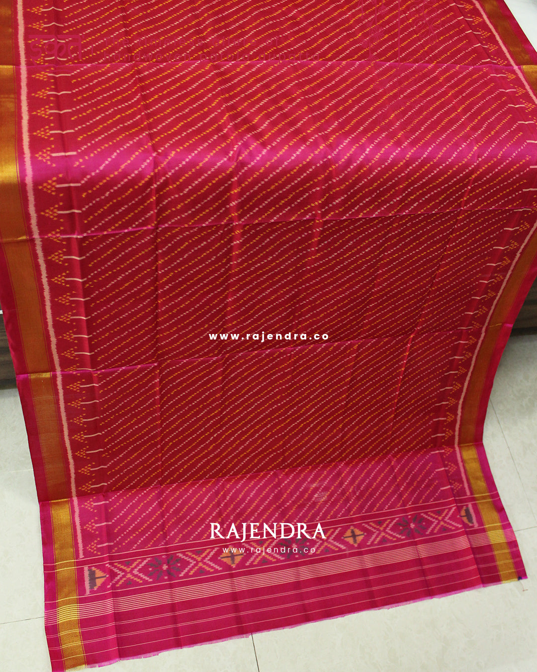 Traditional Laheriya Design Pink Single Ikat Rajkot Patola Dupatta