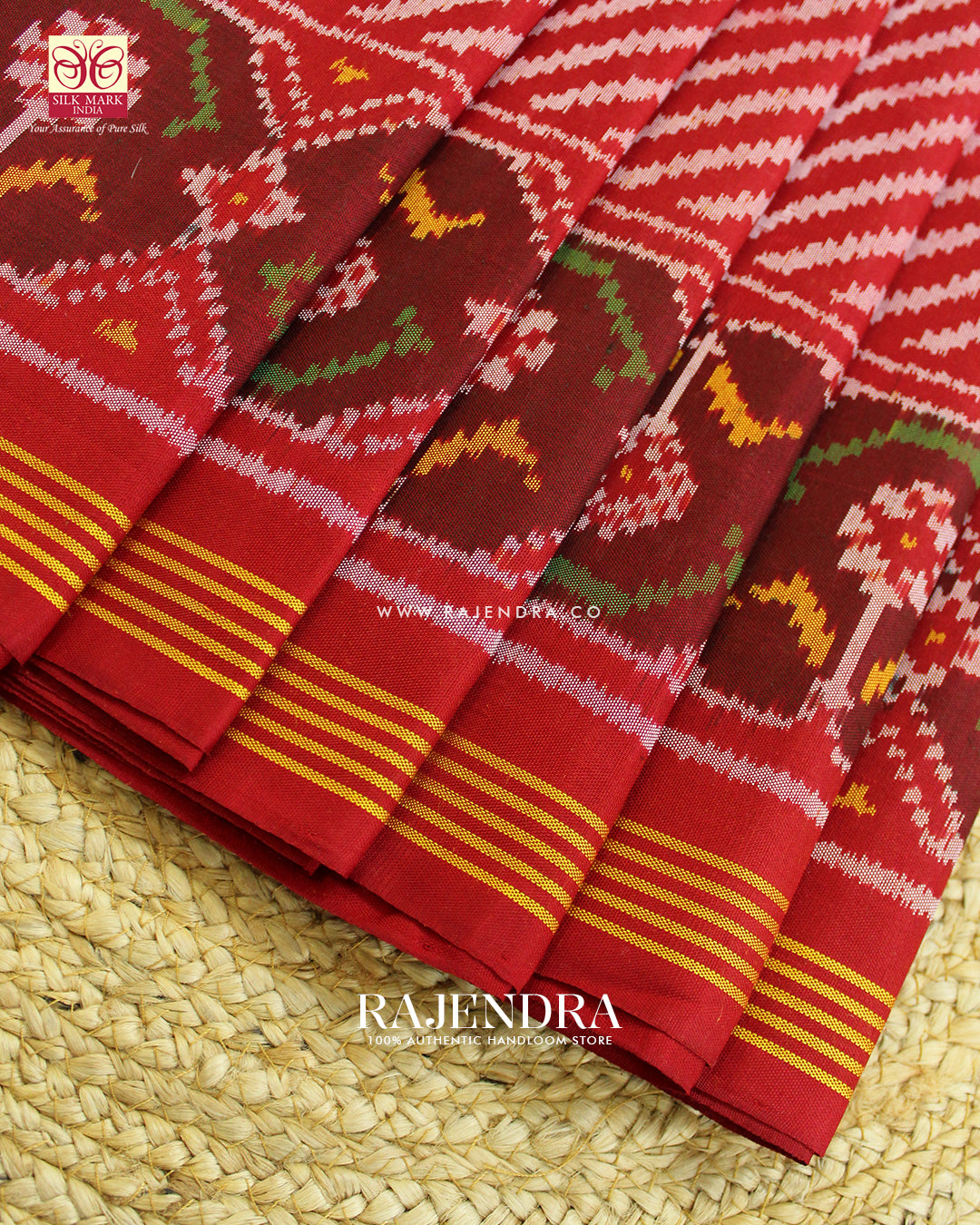 Exclusive Laheriya Design Red Ikat Rajkot Patola Saree