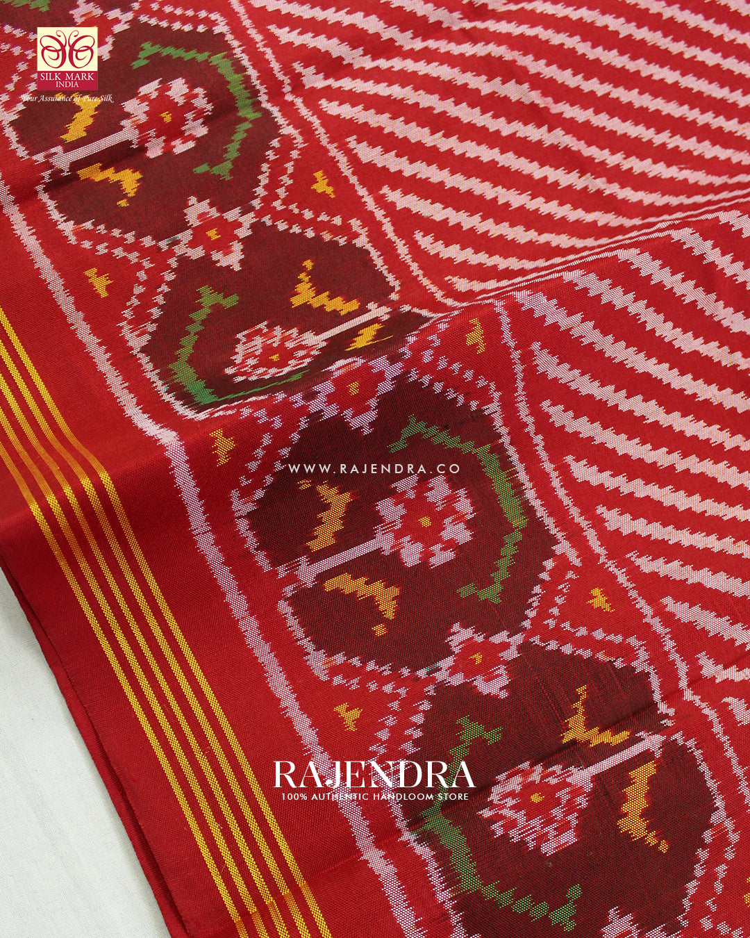 Exclusive Laheriya Design Red Ikat Rajkot Patola Saree