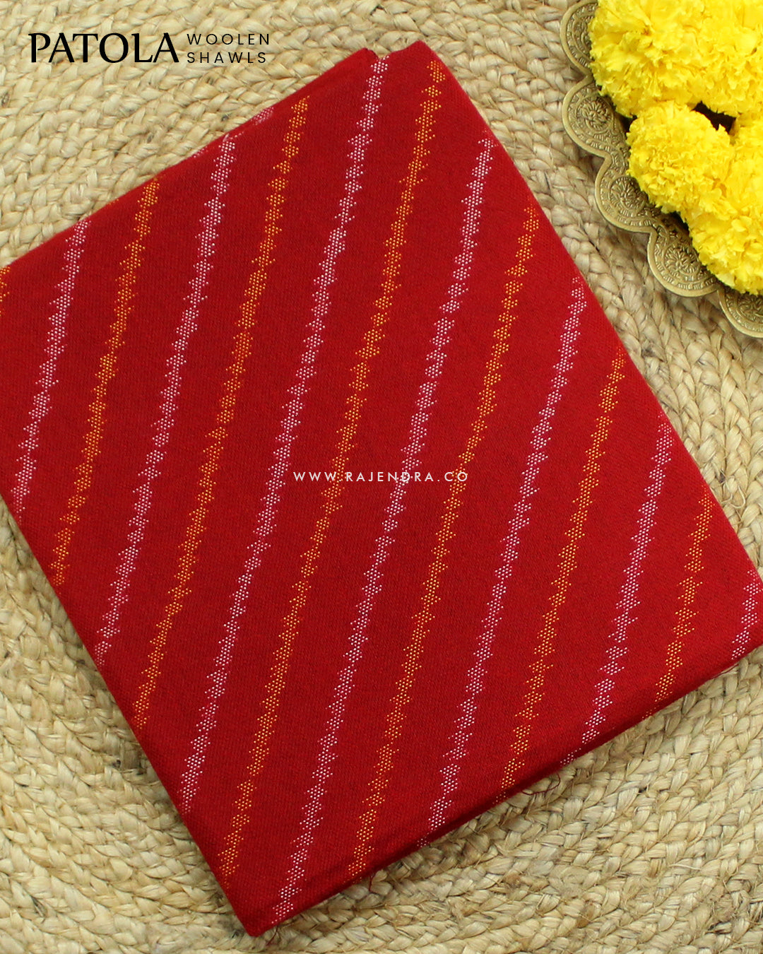 Handwoven Laheriya Design Red Woolen Patola Shawls