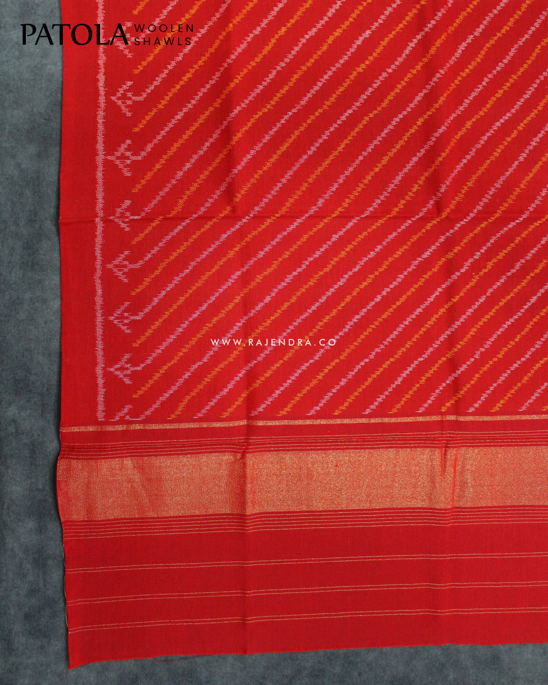 Handwoven Laheriya Design Red Woolen Patola Shawls