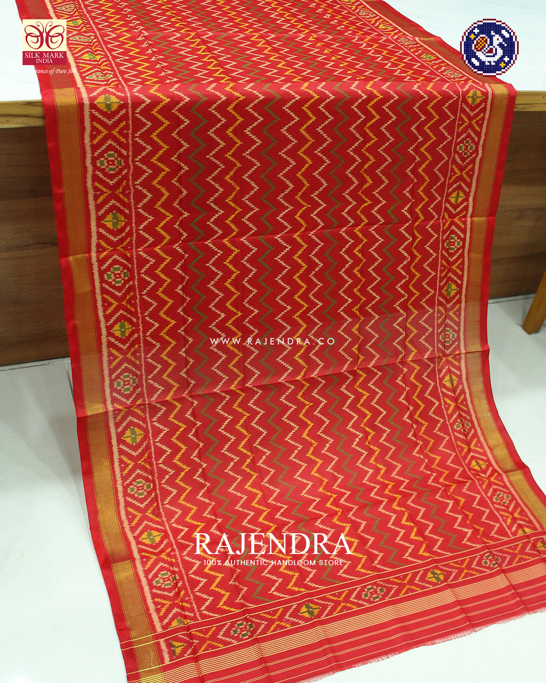 Traditional Laheriya Design Red Rajkot Patola Dupatta