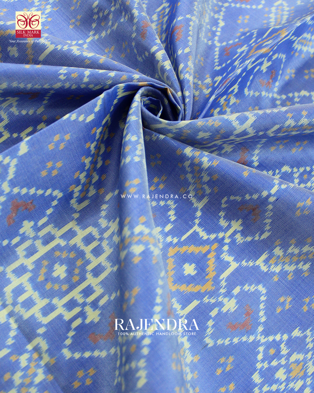 Traditional Manekchowk Design Light Blue and Green Single Ikat Rajkot Patola Saree