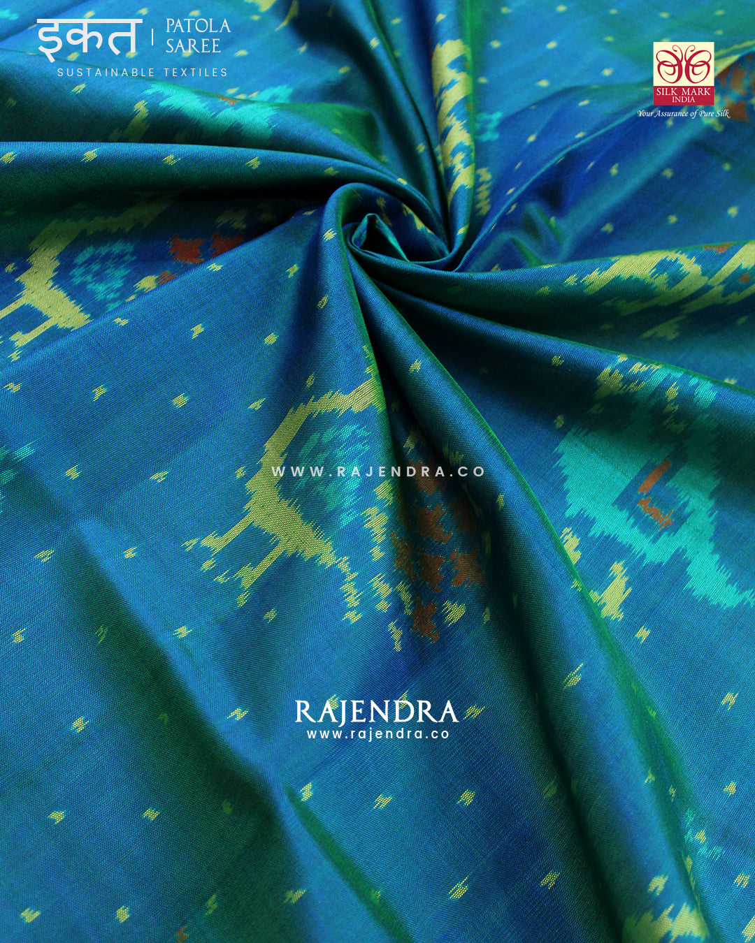 Exclusive Hathi Popat Design Light Blue Single Ikat Rajkot Patola Saree