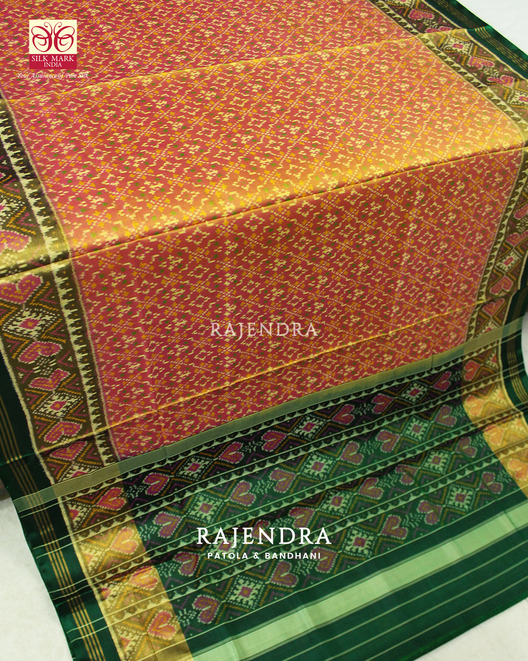 Traditional Buttonful Bhat Single Ikat Rajkot Patola Saree