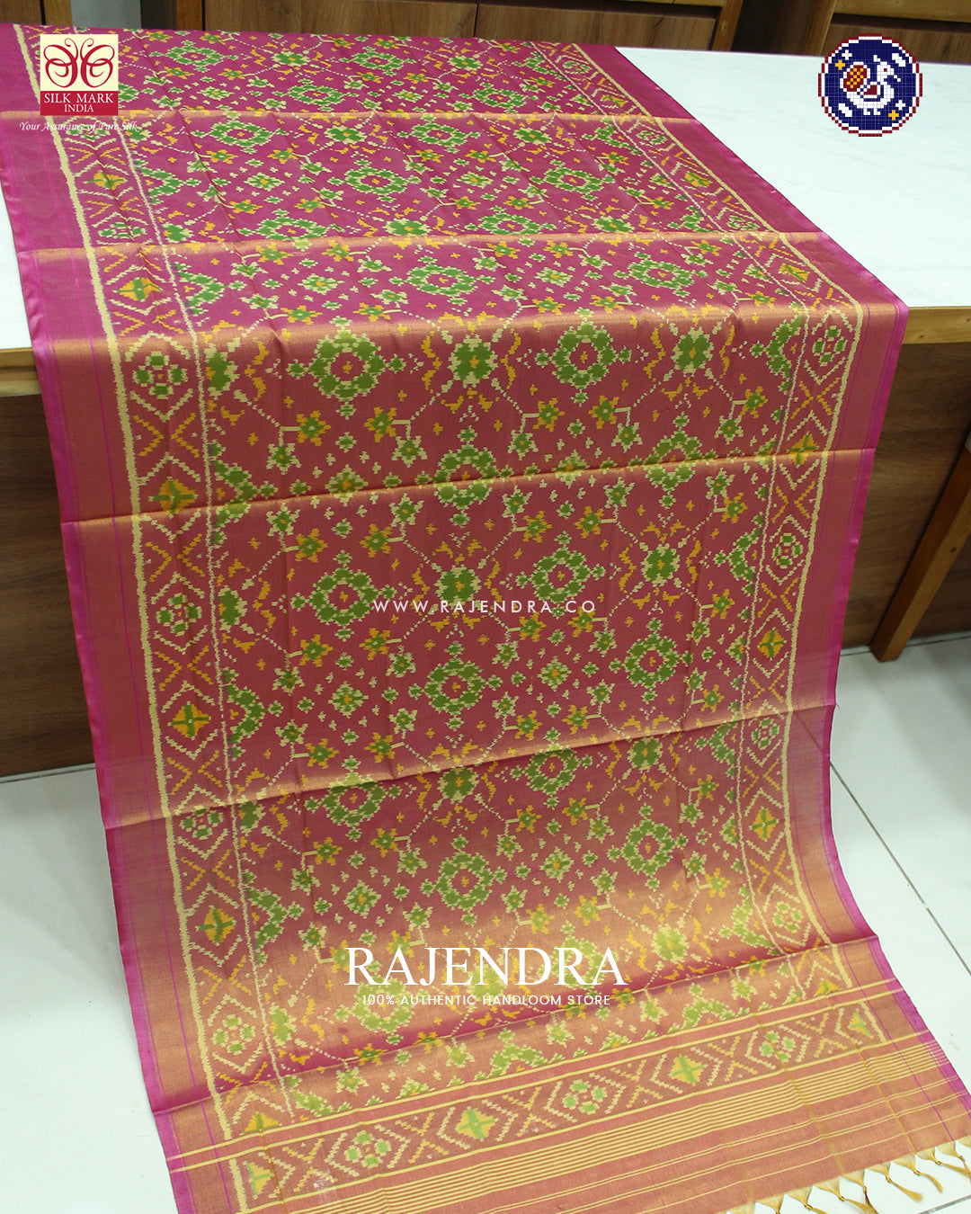 Traditional Panchanda Design Zari Tissue Rajkot Patola Dupatta