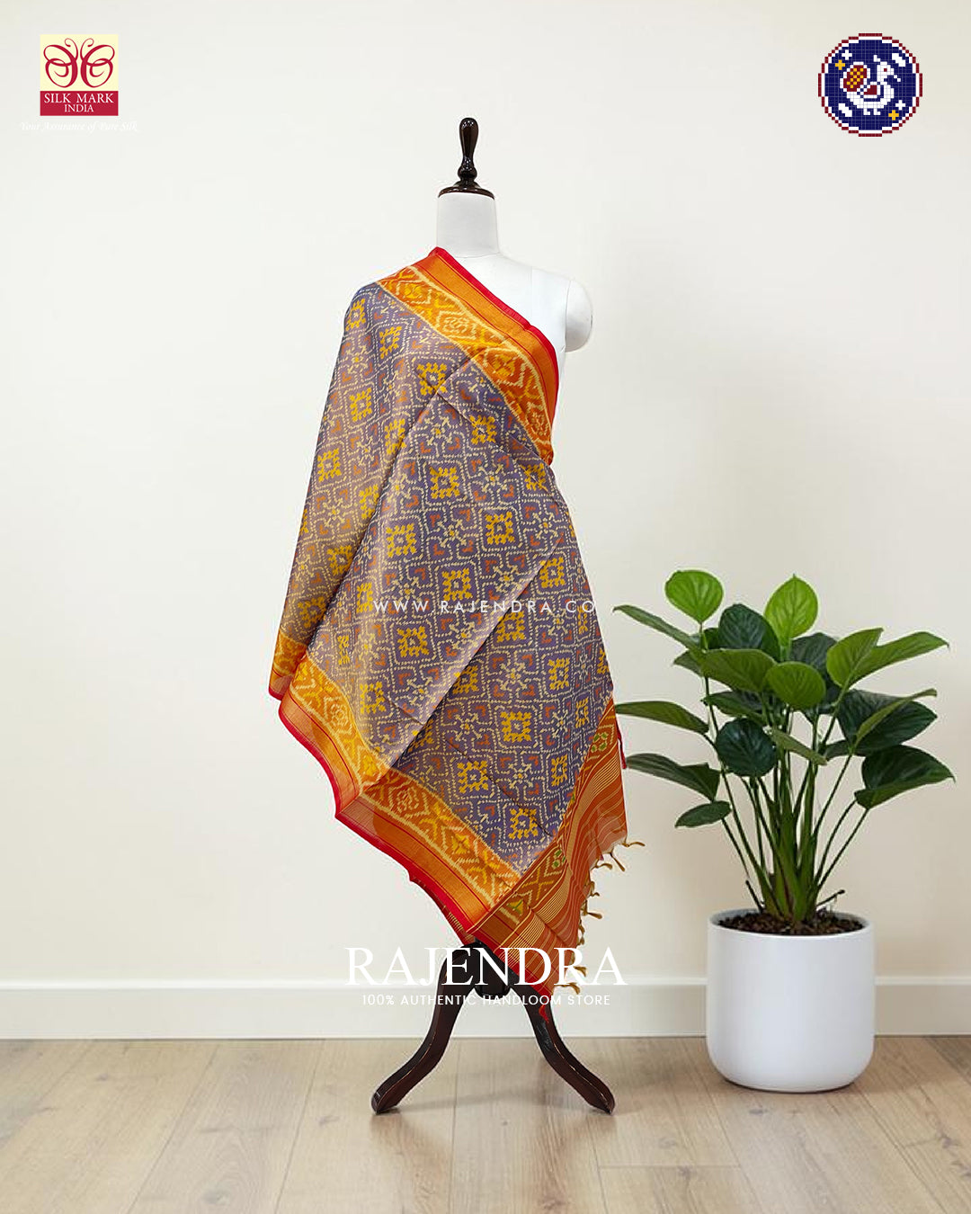 Traditional Panchanda Design Zari Tissue Rajkot Patola Dupatta