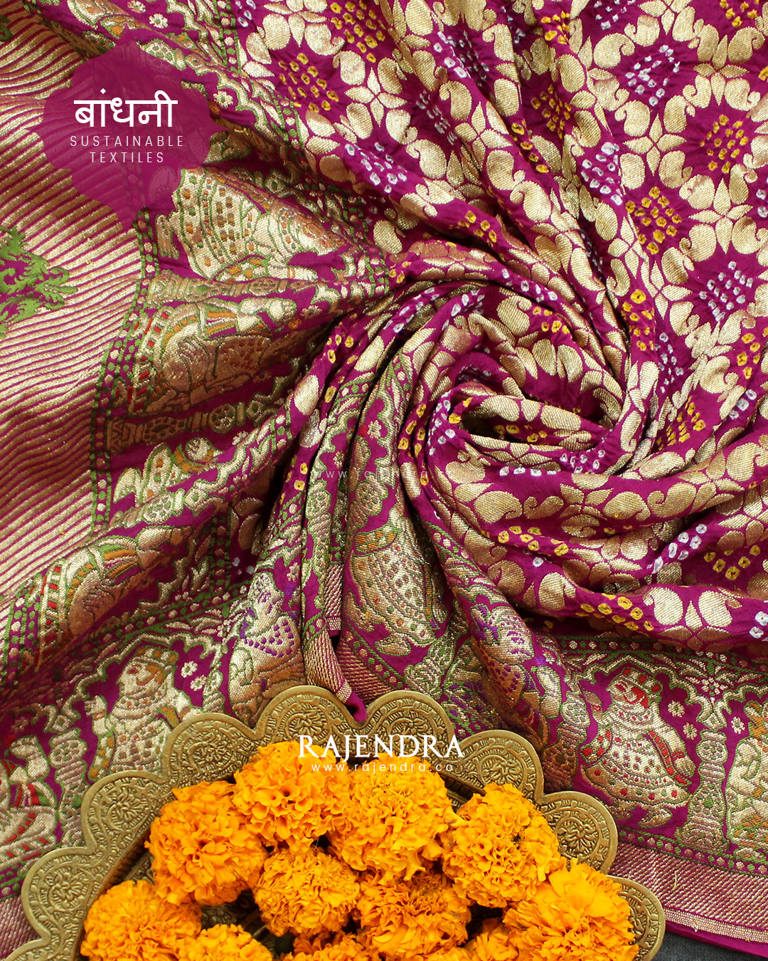 Exclusive Baluchari Border Khadi Georgette Banarasi Bandhani Saree