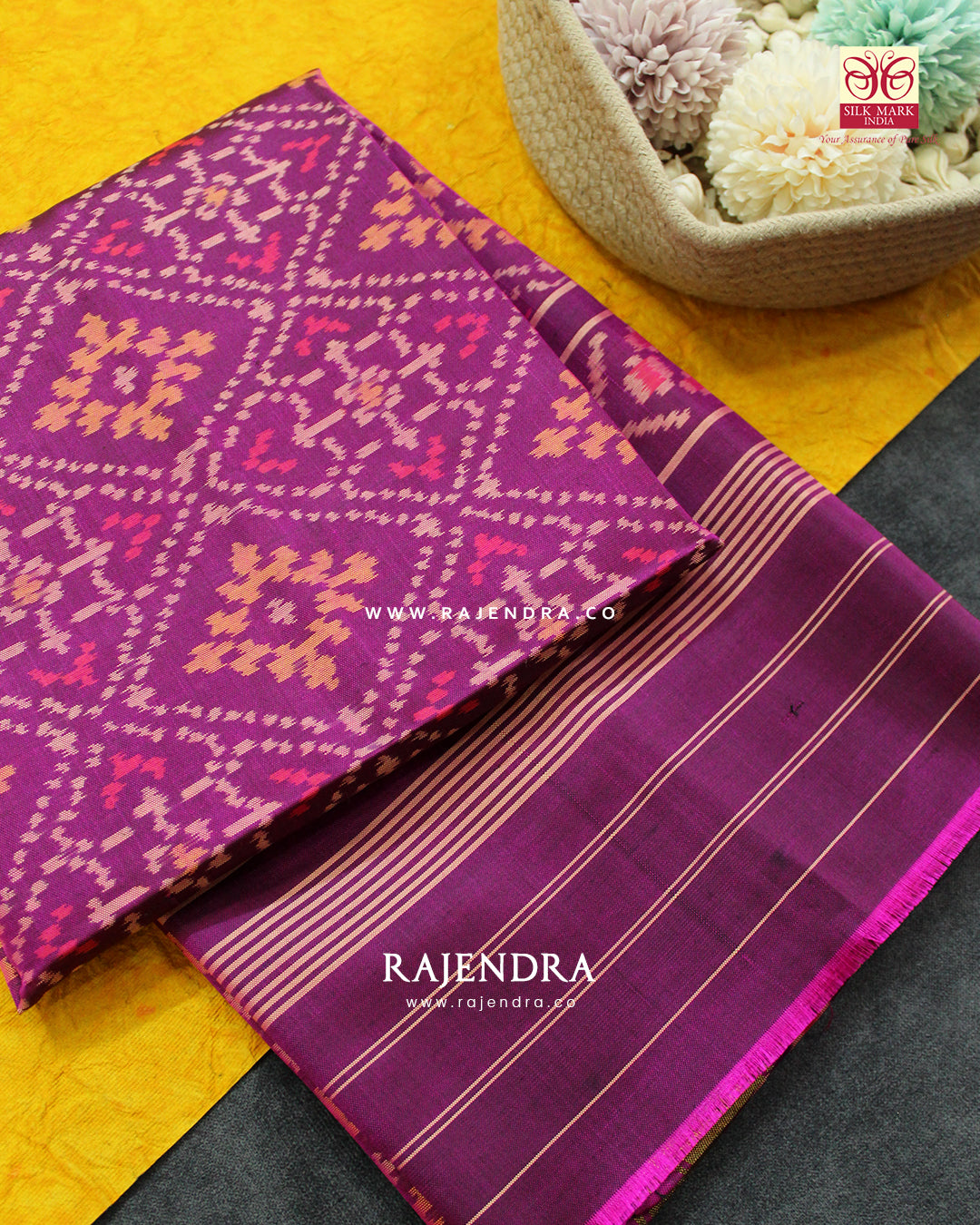 Traditional Panchanda Design Magenta Single Ikat Rajkot Patola Dupatta