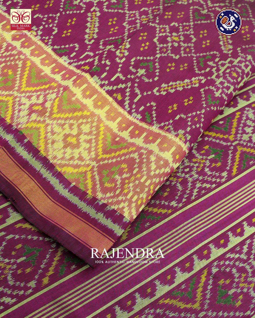 Traditional Manekchowk Design Magenta Pink Rajkot Patola Saree