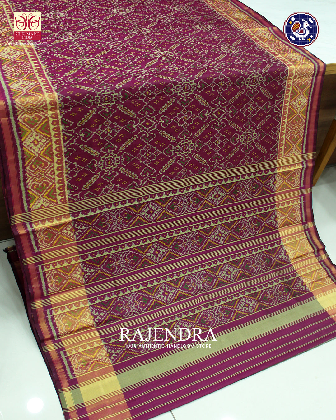 Traditional Manekchowk Design Magenta Pink Rajkot Patola Saree
