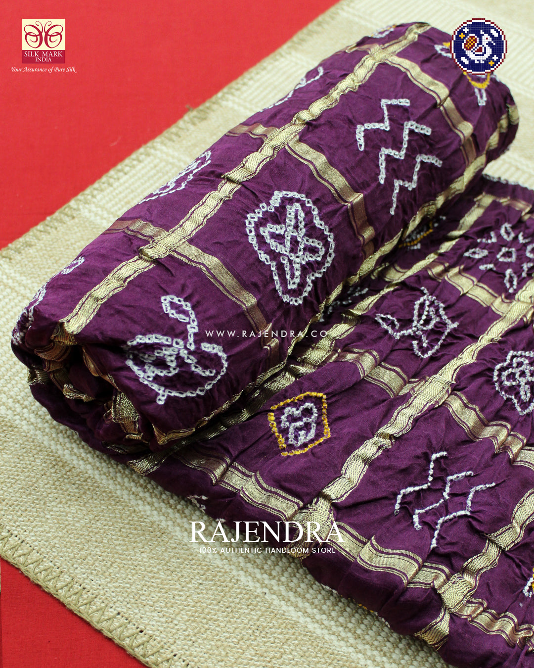 Traditional Pure Gaji Silk Magenta Gharchola Bandhani Saree