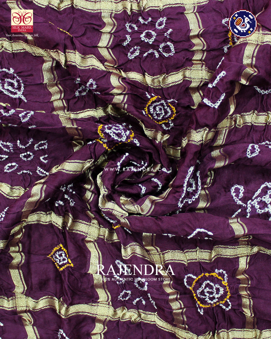 Traditional Pure Gaji Silk Magenta Gharchola Bandhani Saree