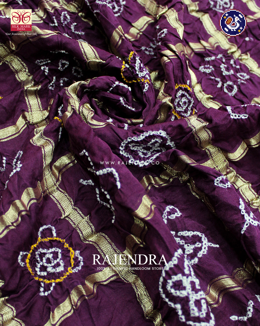 Traditional Pure Gaji Silk Magenta Gharchola Bandhani Saree