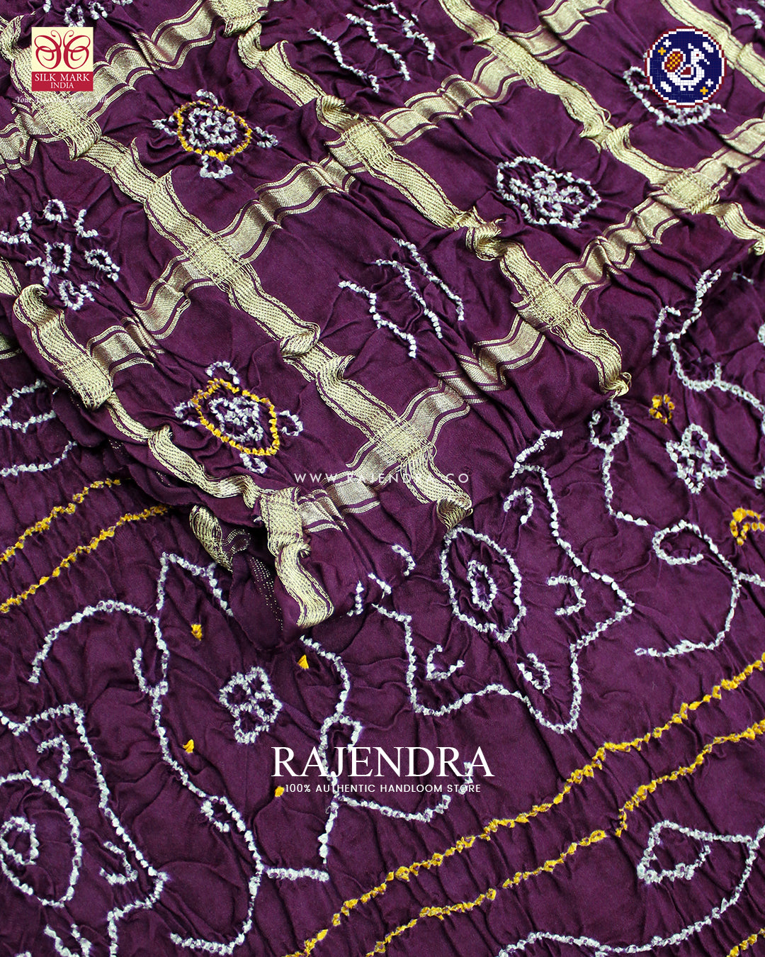 Traditional Pure Gaji Silk Magenta Gharchola Bandhani Saree