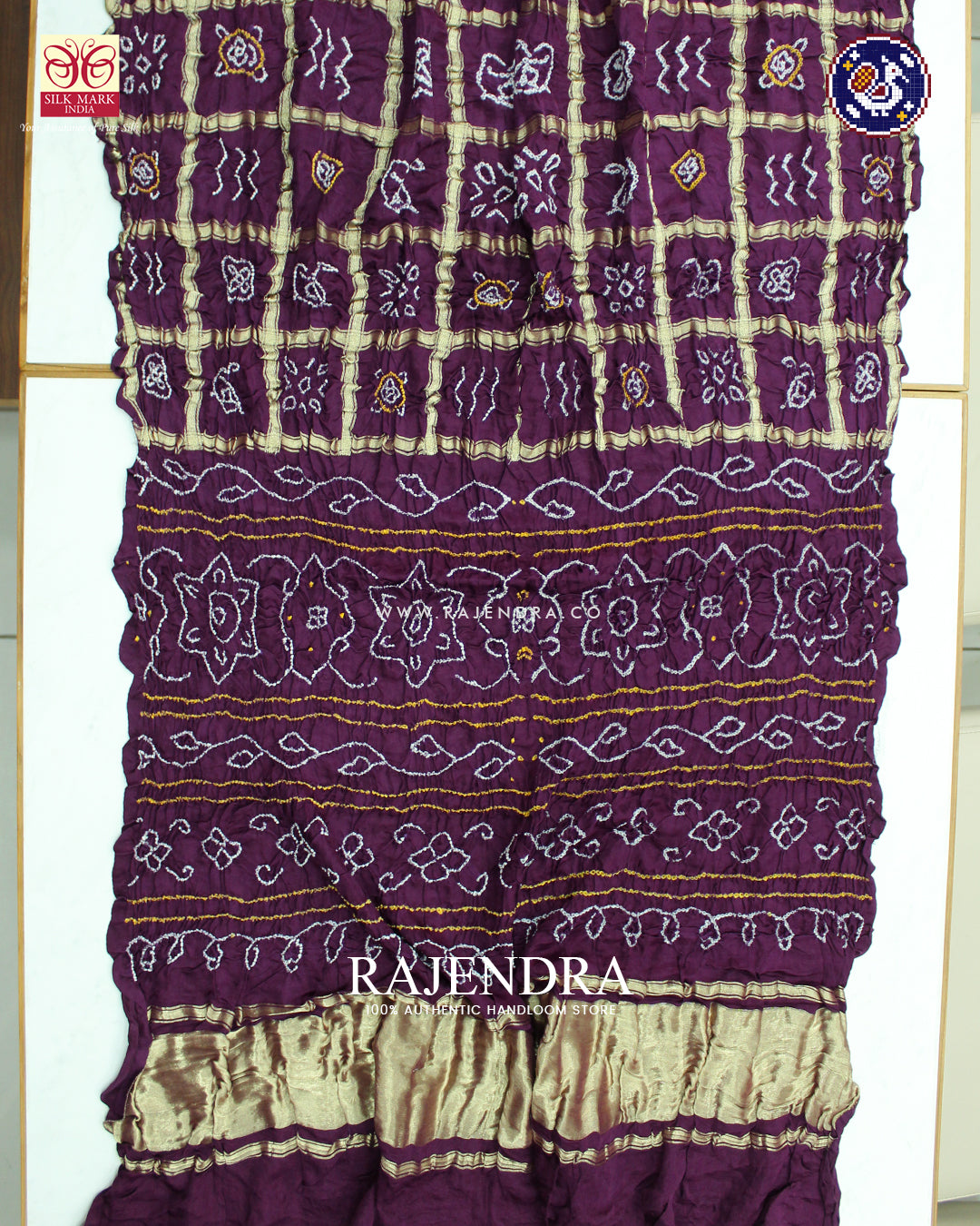 Traditional Pure Gaji Silk Magenta Gharchola Bandhani Saree