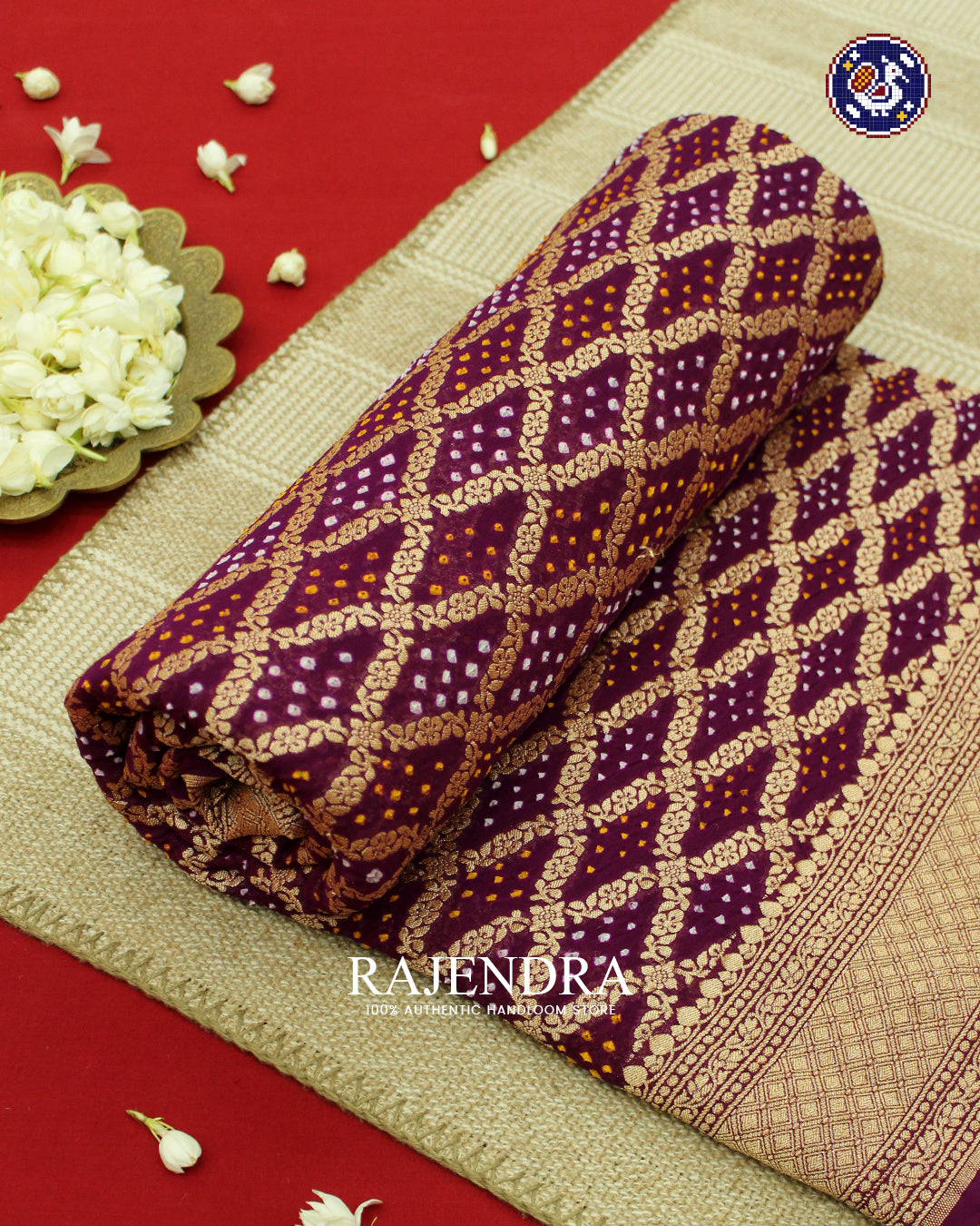Traditional Khadi Georgette Magenta Banarasi Bandhani Saree