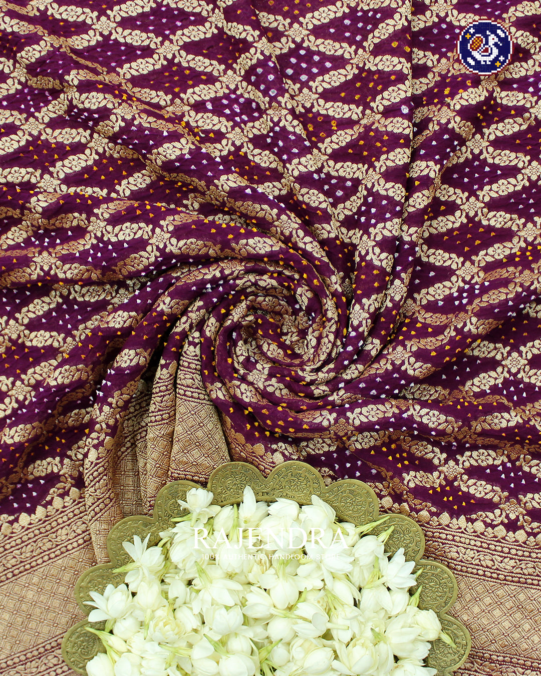 Traditional Khadi Georgette Magenta Banarasi Bandhani Saree