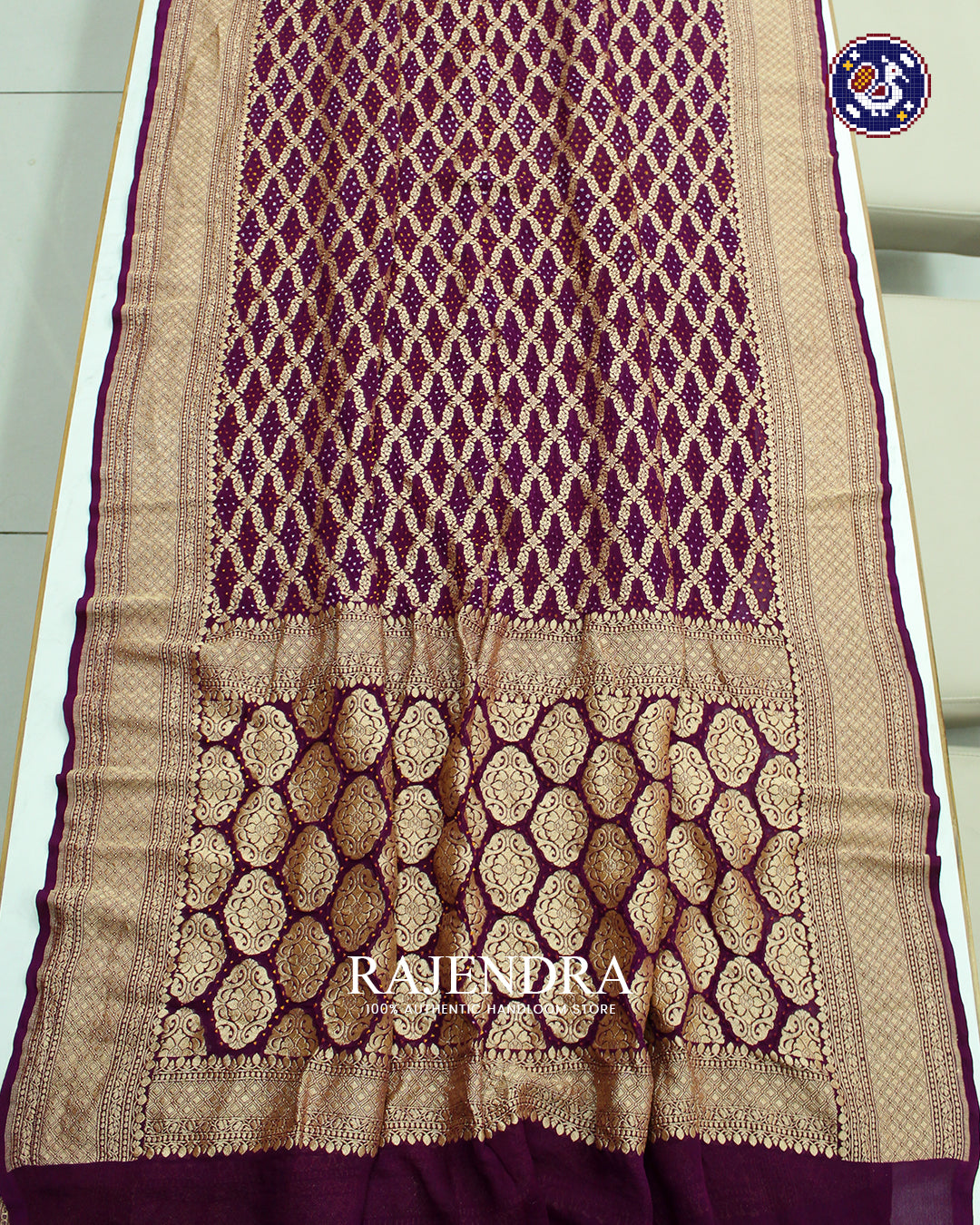 Traditional Khadi Georgette Magenta Banarasi Bandhani Saree
