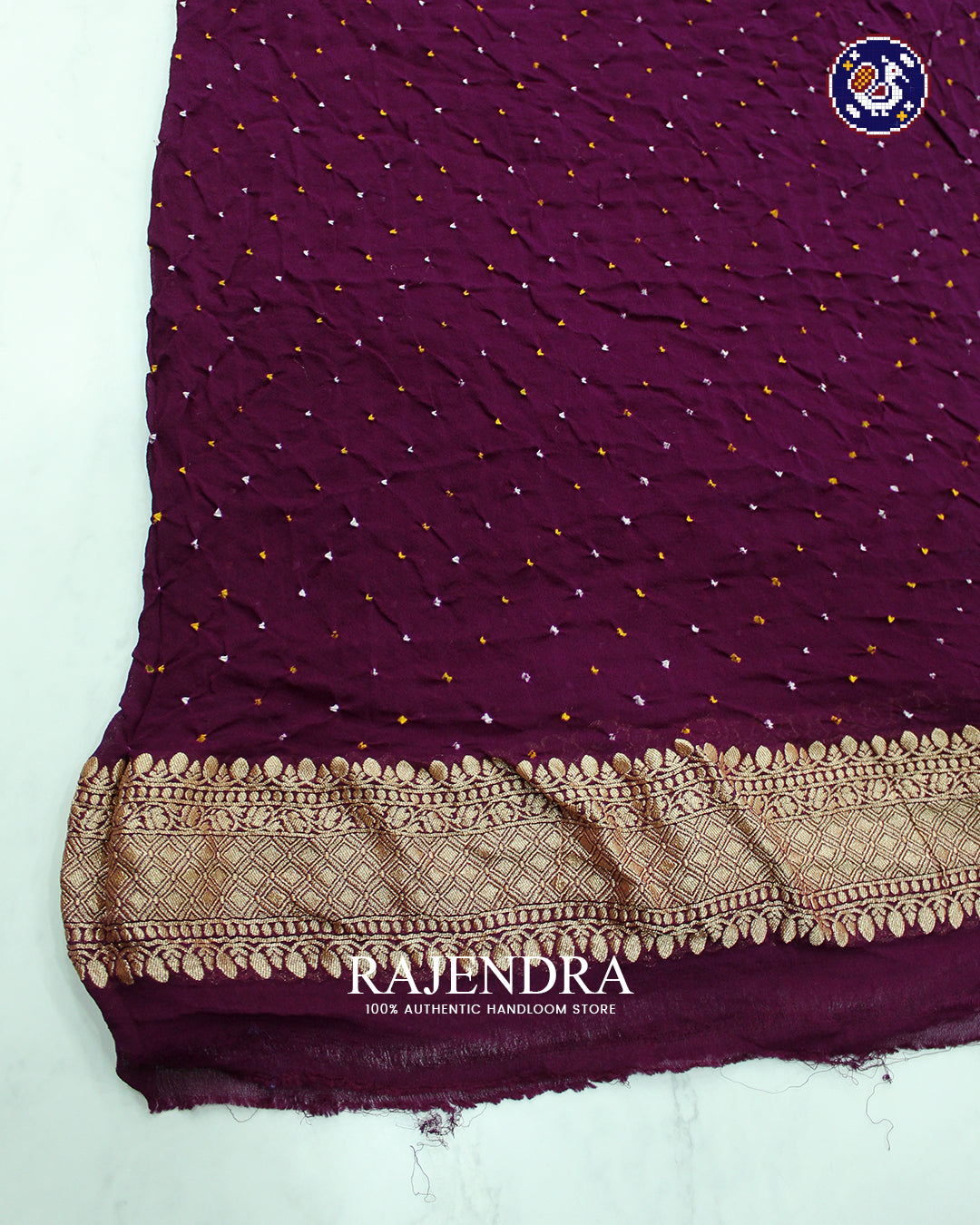 Traditional Khadi Georgette Magenta Banarasi Bandhani Saree