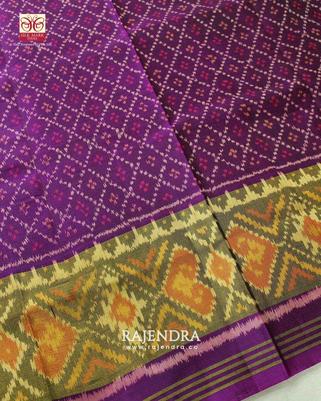 Traditional Sakali Bhat Magenta Single Ikat Rajkot Patola Saree