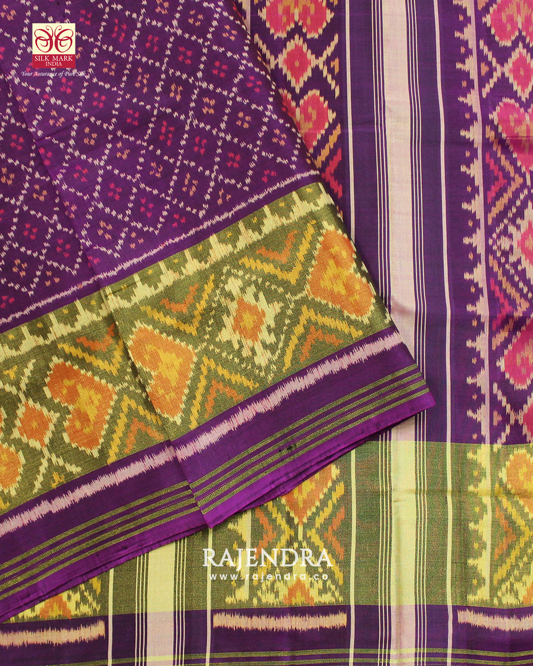 Traditional Sakali Bhat Magenta Single Ikat Rajkot Patola Saree