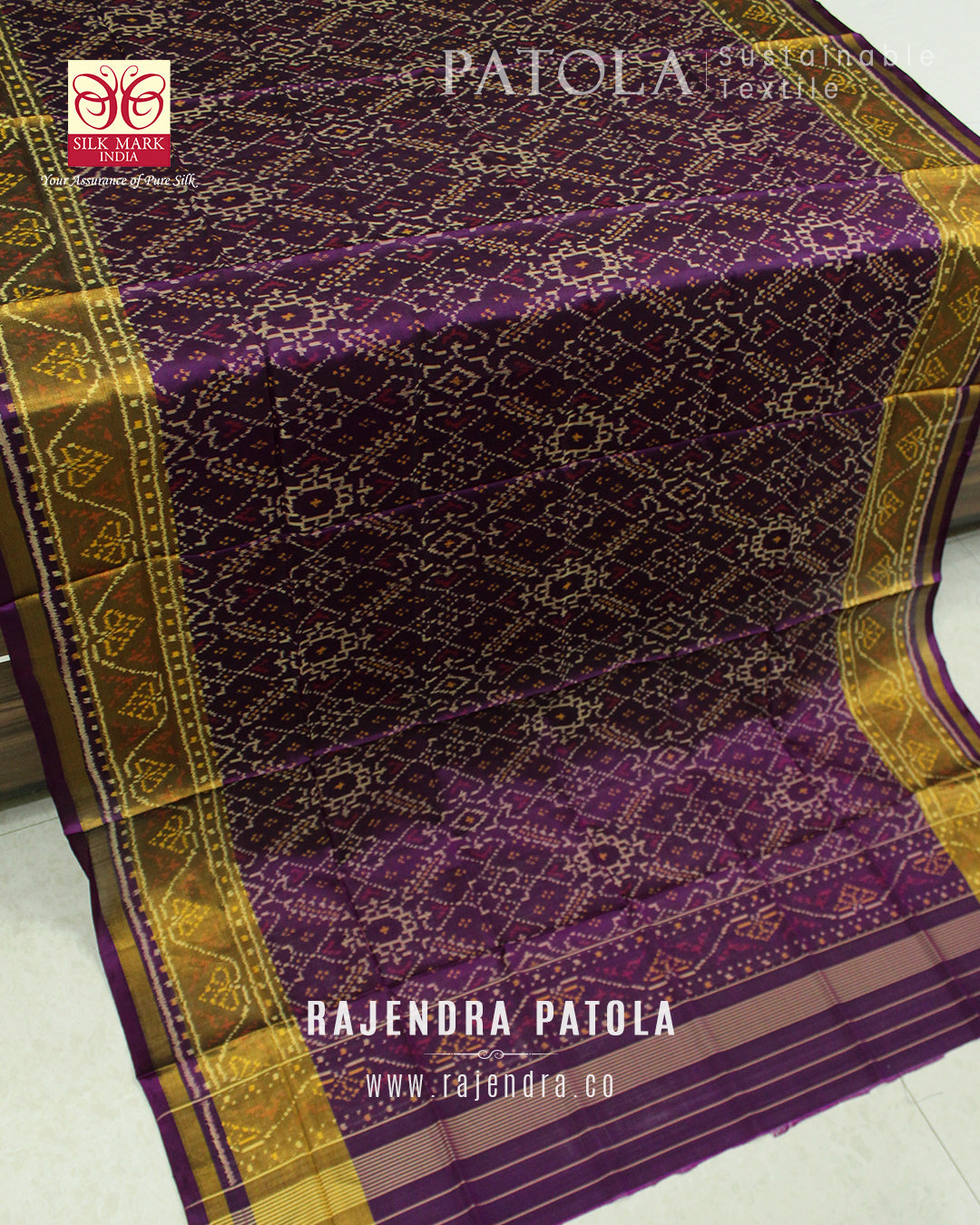 Traditional Manekchowk Bhat Single Ikat Rajkot Patola Dupatta