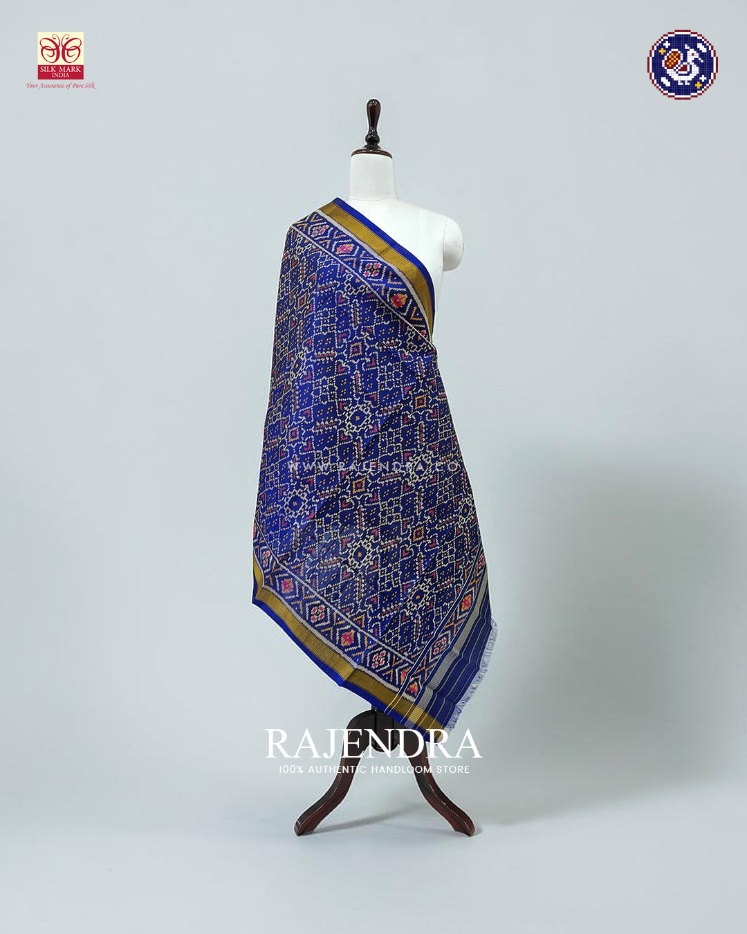 Traditional Manekchowk Design Blue Rajkot Patola Dupatta