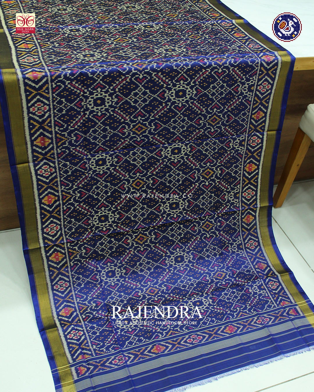 Traditional Manekchowk Design Blue Rajkot Patola Dupatta