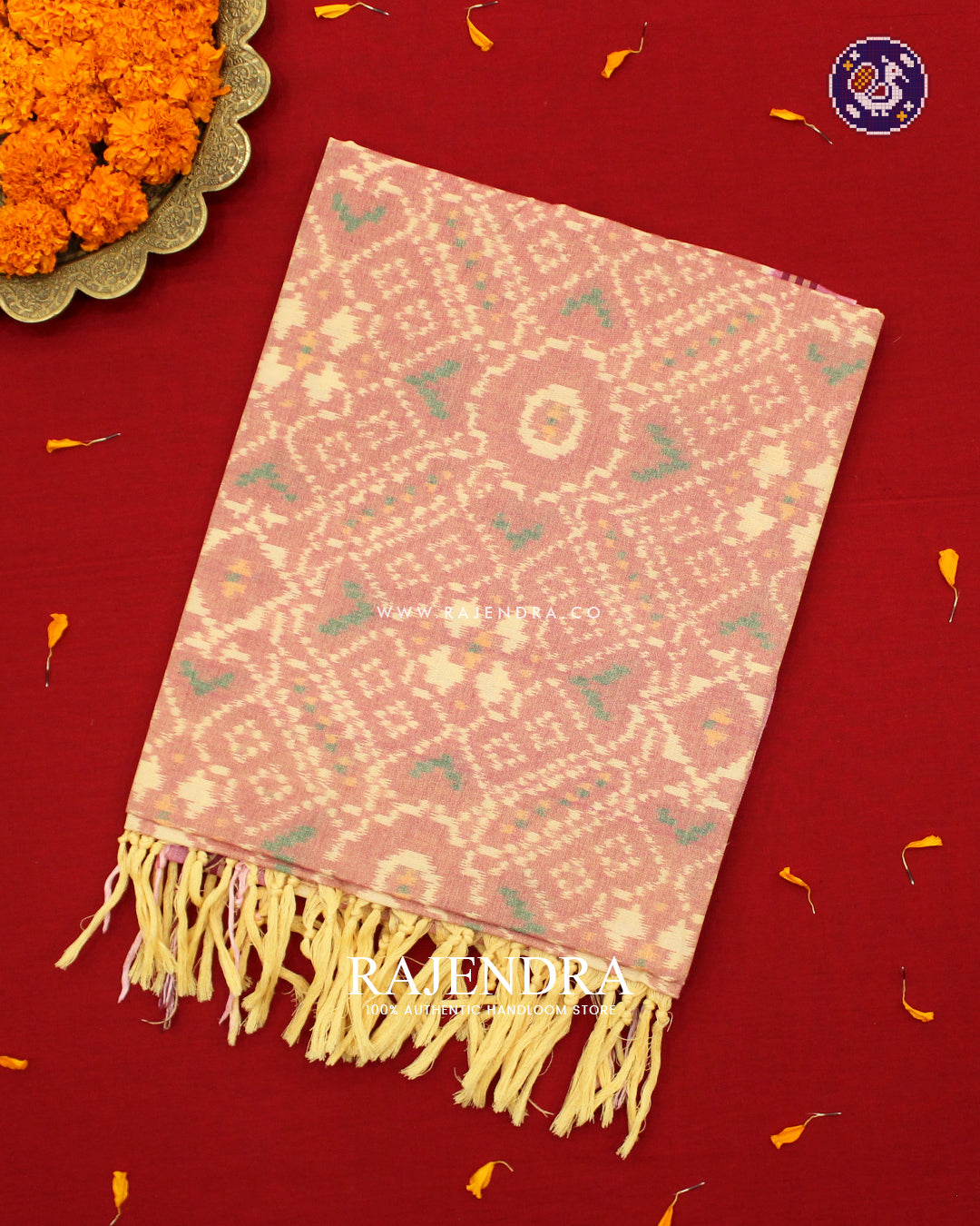 Exclusive Handwoven Manekchowk Design Cotton Patola Stole