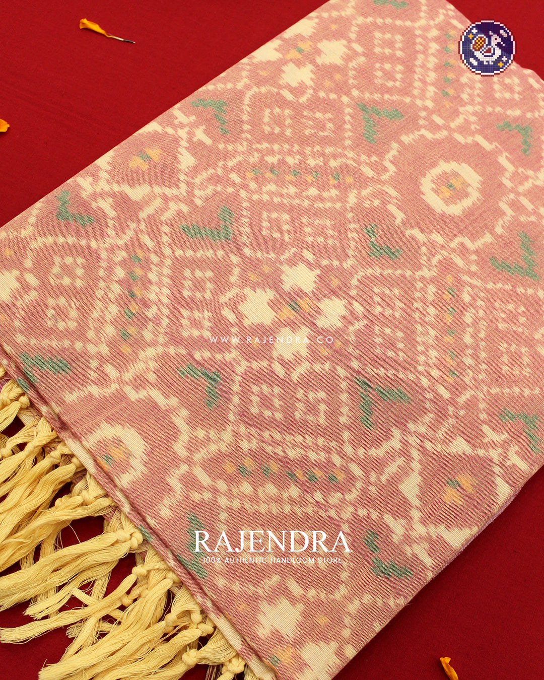 Exclusive Handwoven Manekchowk Design Cotton Patola Stole