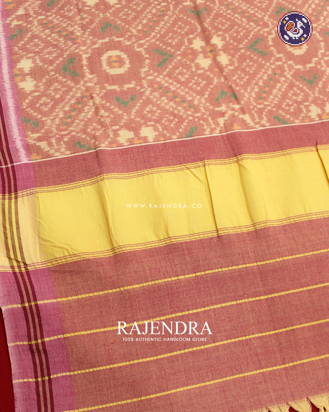 Exclusive Handwoven Manekchowk Design Cotton Patola Stole