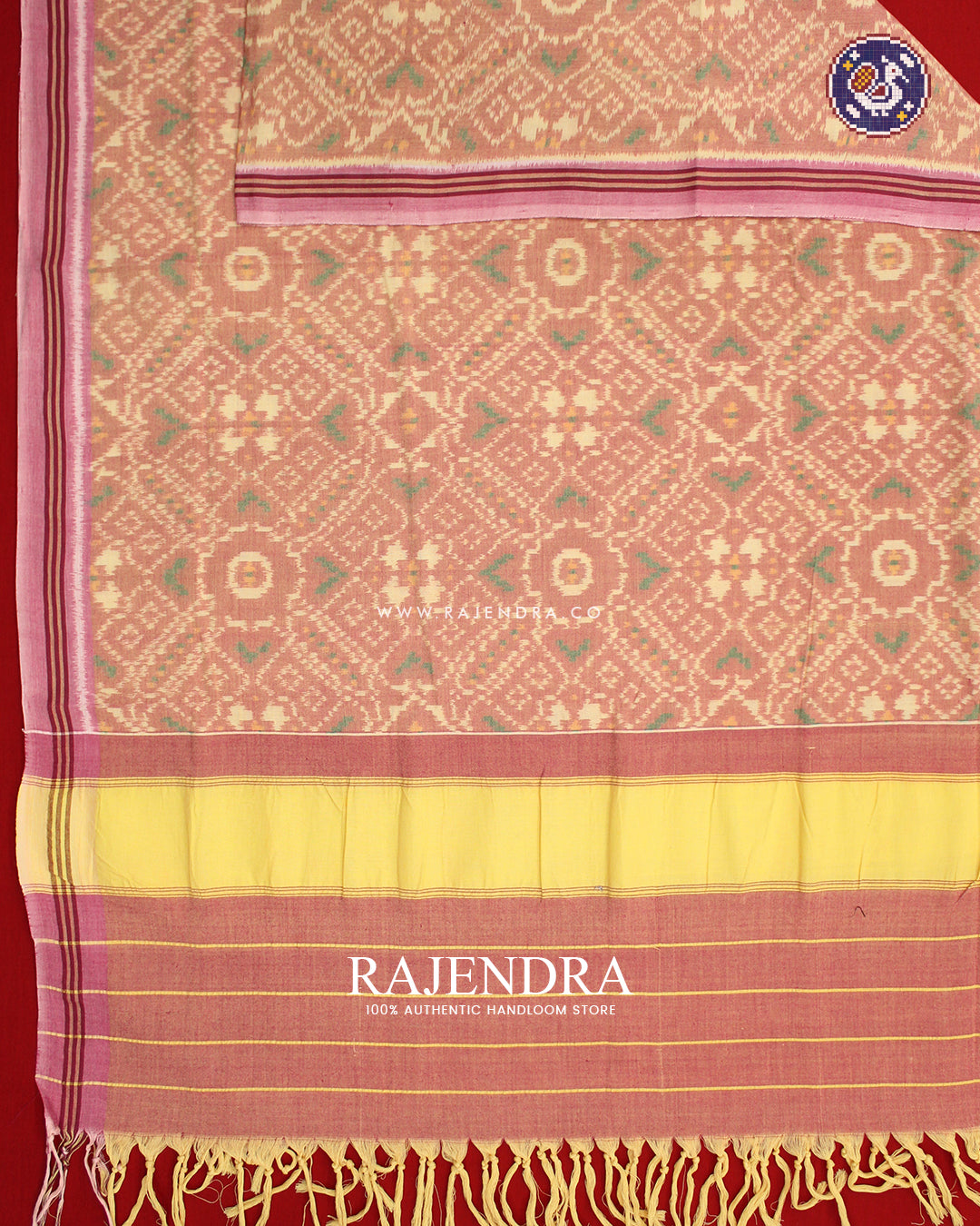 Exclusive Handwoven Manekchowk Design Cotton Patola Stole