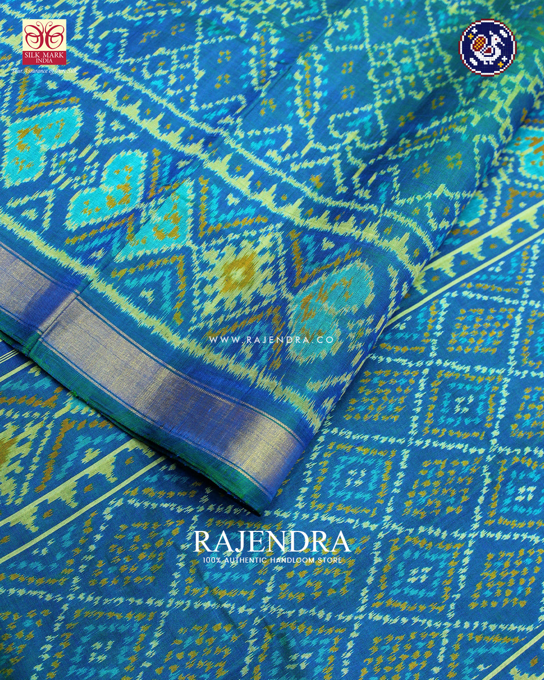 Traditional Manekchowk Design Light Blue Rajkot Patola Saree