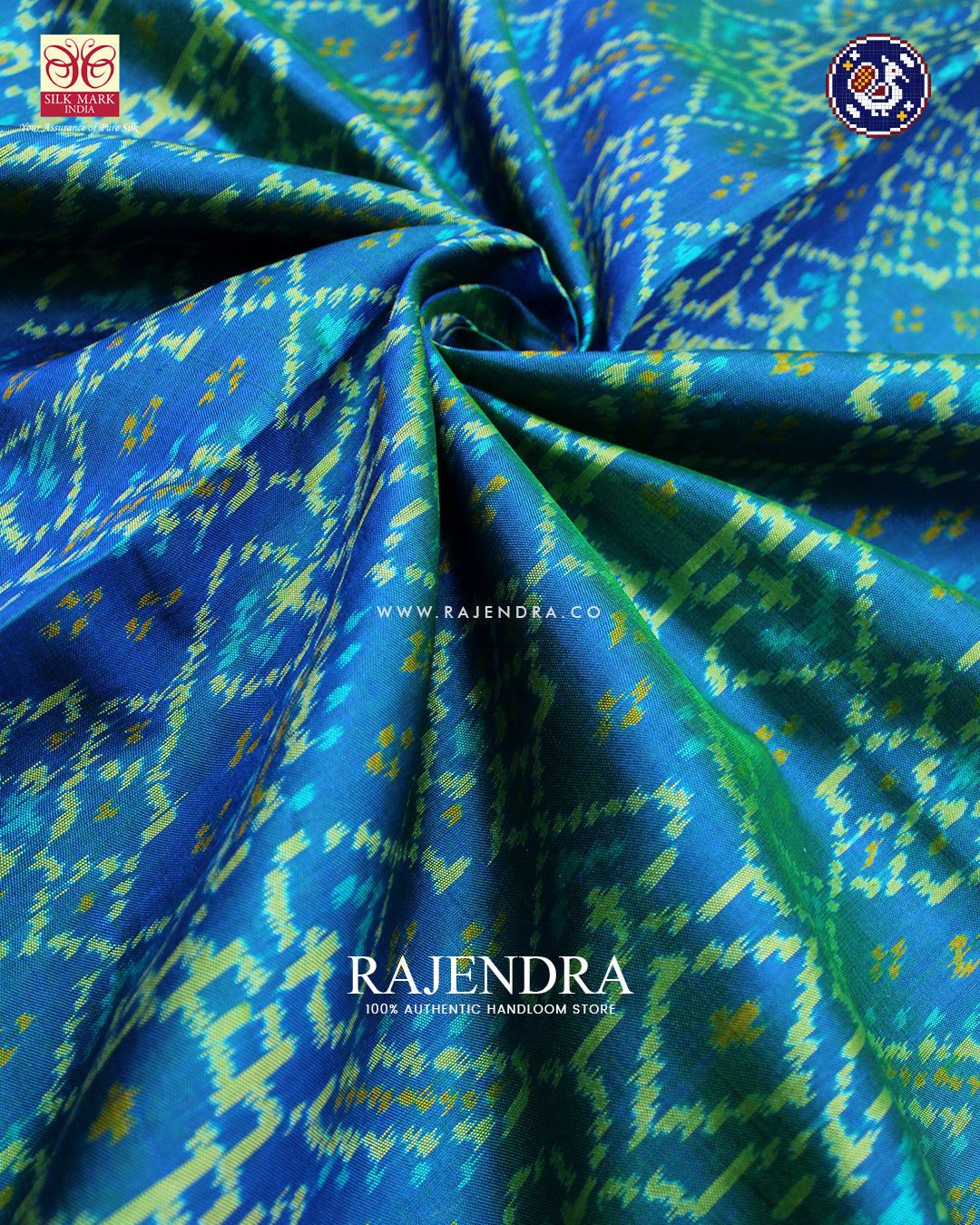 Traditional Manekchowk Design Light Blue Rajkot Patola Saree