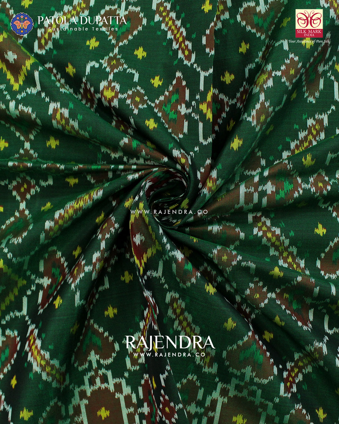 Exclusive Manekchowk Design Green Ikat Rajkot Patola Dupatta