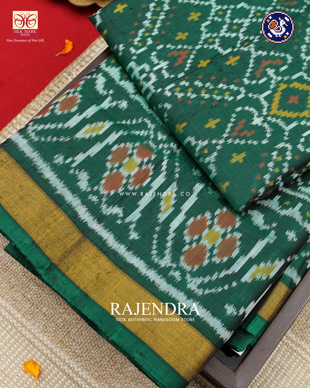 Traditional Manekchowk Design Green Rajkot Patola Saree