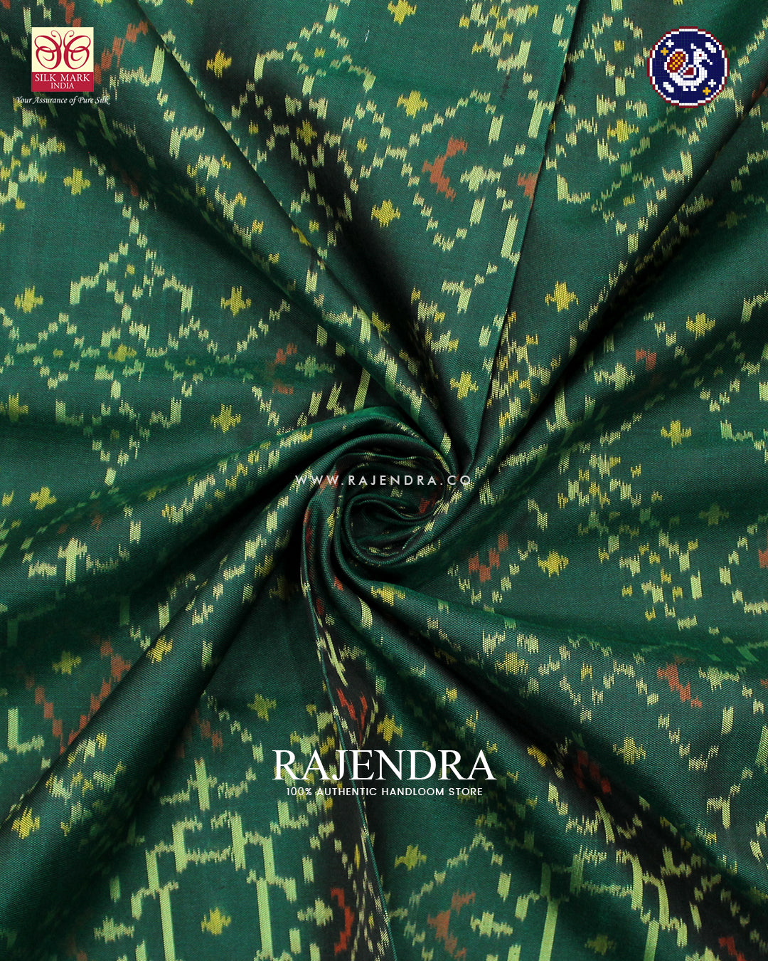 Traditional Manekchowk Design Green Rajkot Patola Saree