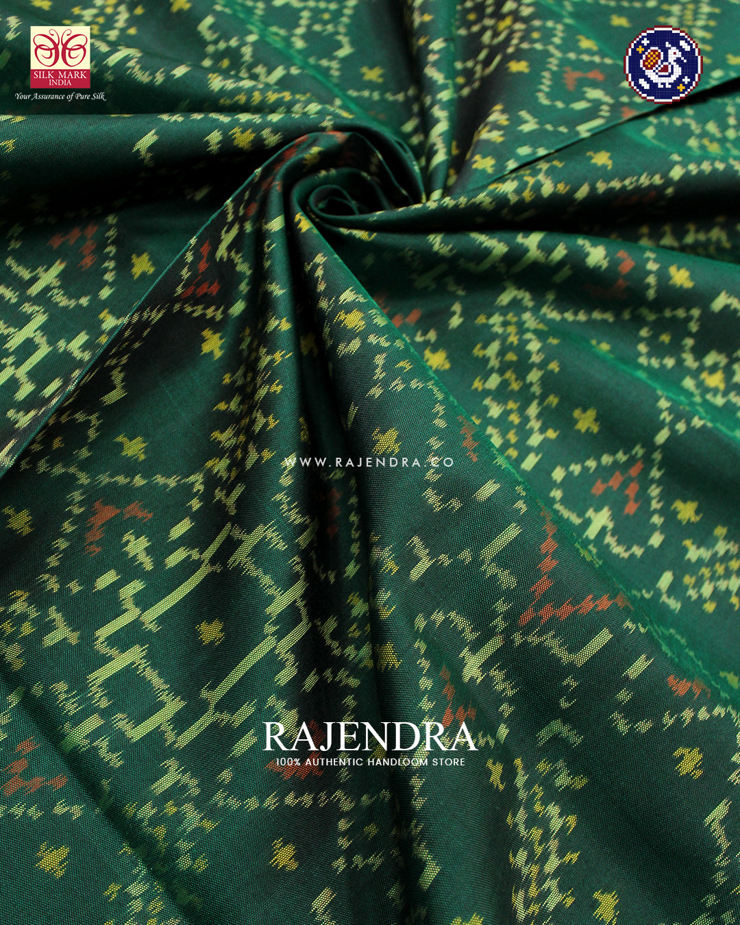 Traditional Manekchowk Design Green Rajkot Patola Saree