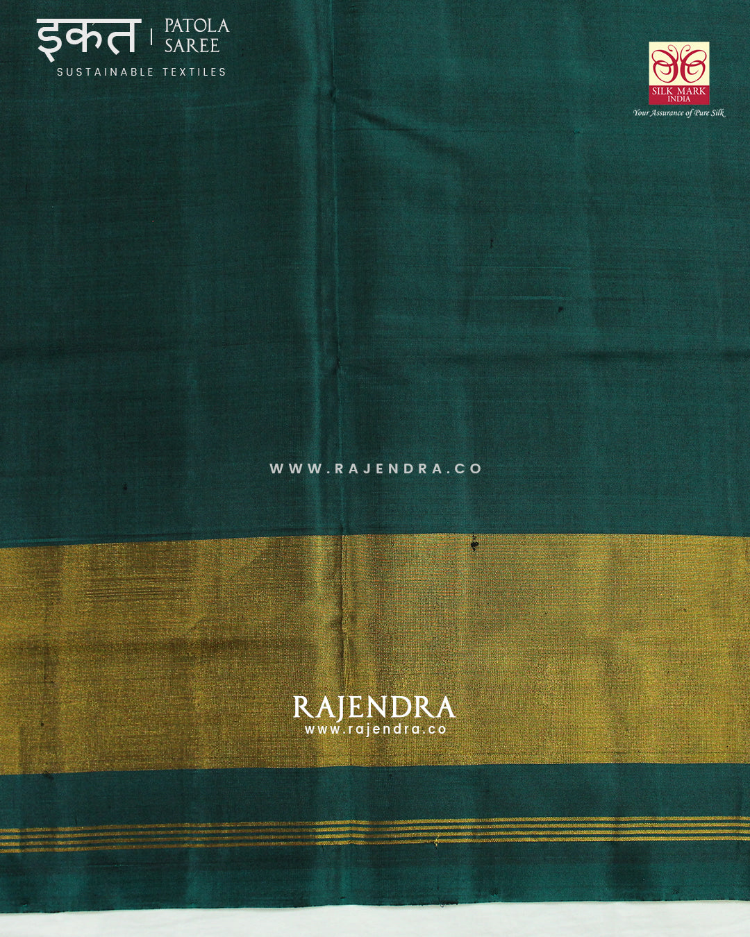 Traditional Manekchowk Rama Green Single Ikat Rajkot Patola Saree