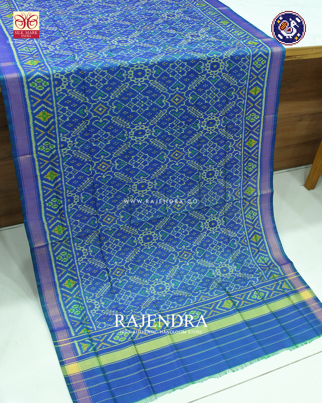 Traditional Manekchowk Design Light Blue Rajkot Patola Dupatta