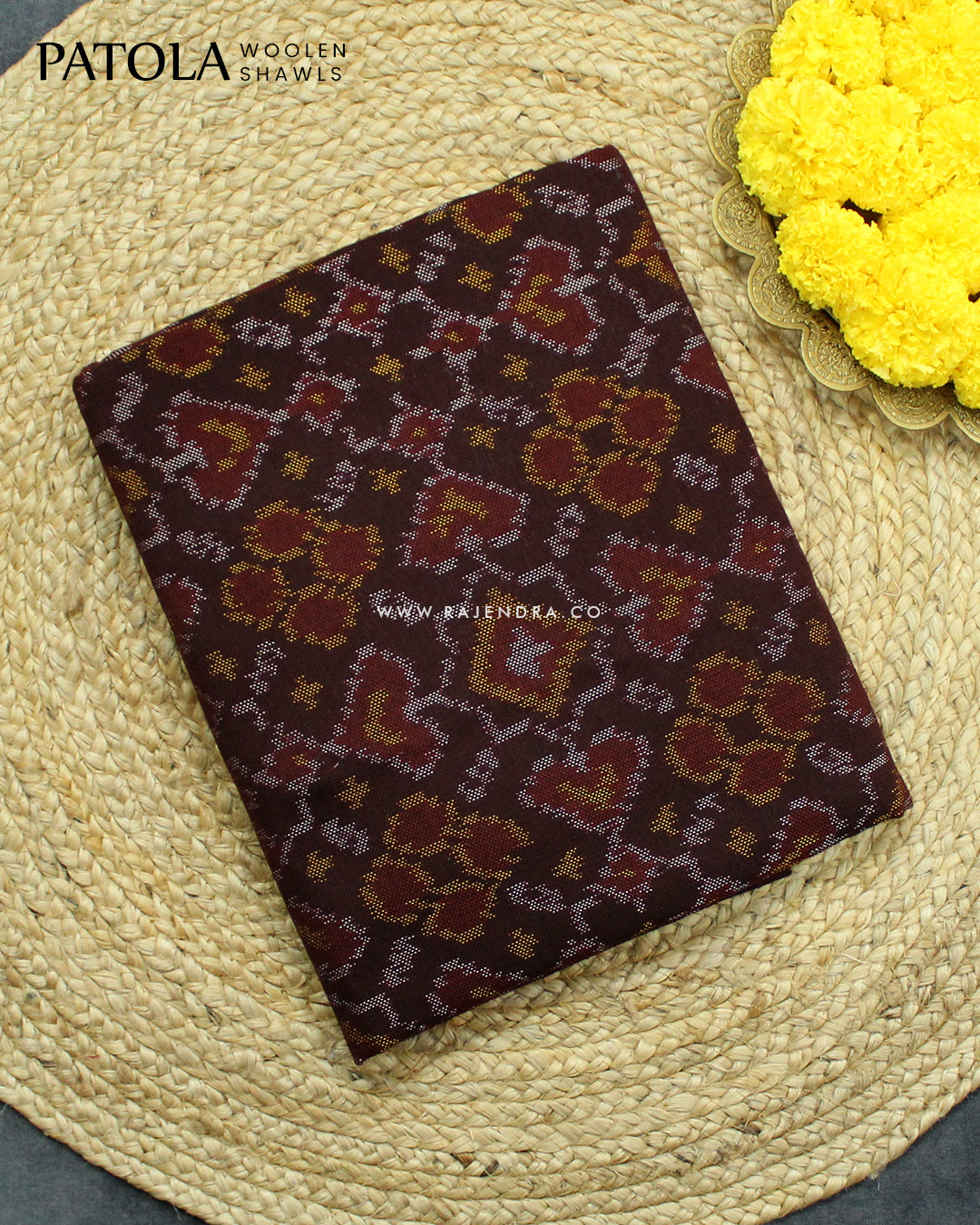 Handwoven Manekchowk Design Maroon Woolen Patola Shawls